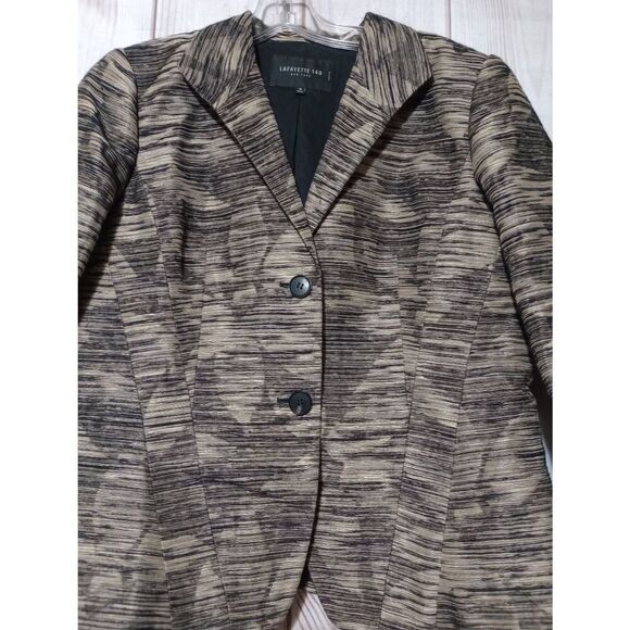 Ladies 12 Petite Lafayette 148 New York Blazer Beige Black Career Business - Picture 3 of 7